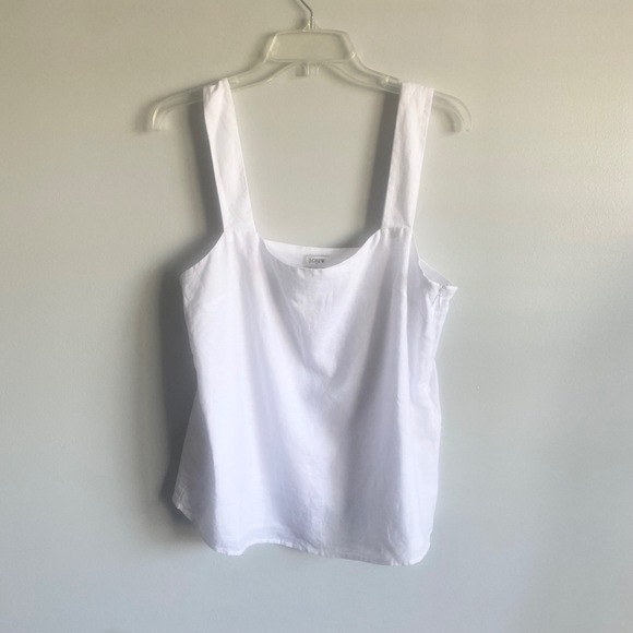 NWT J. Crew White Linen Cotton Boxy Square Tank Sleeveless Size Medium - Picture 1 of 6